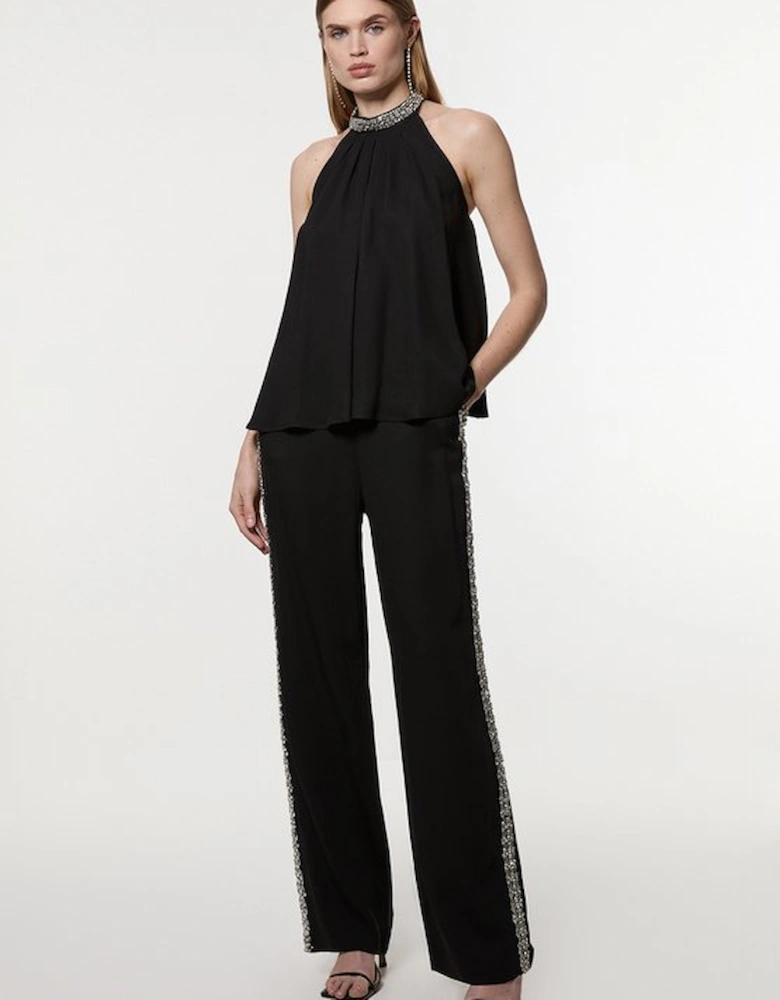 Tall Hand Embellished Cady Halter Neck Blouse