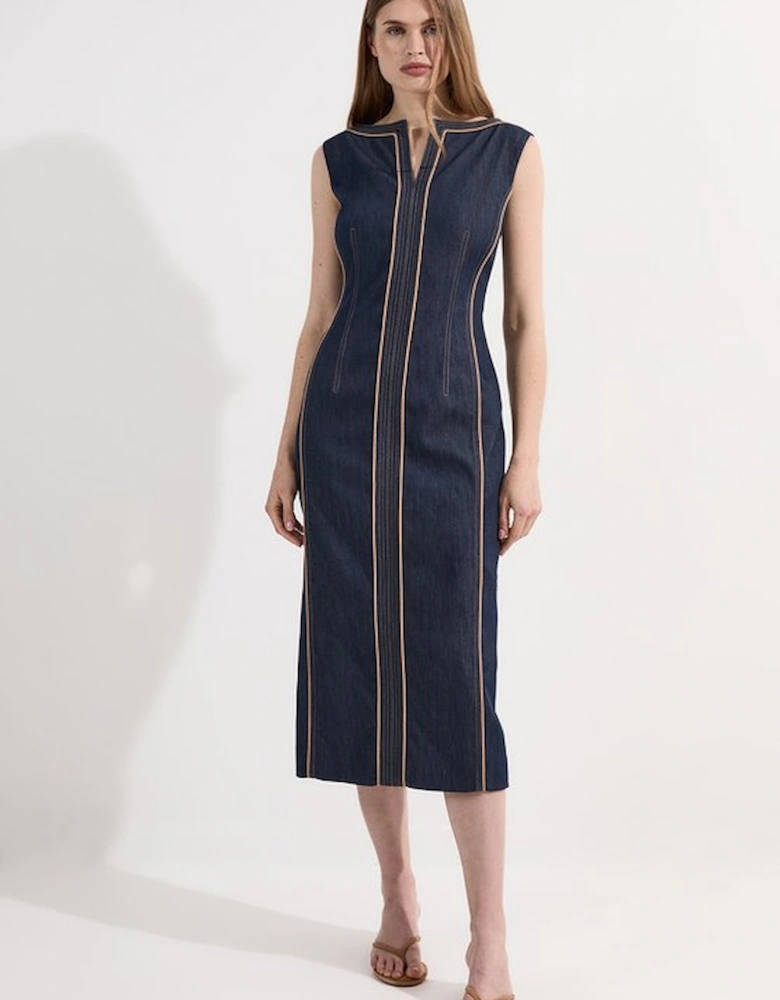 Archive Collection - Tailored Denim Pocketed Maxi Dress