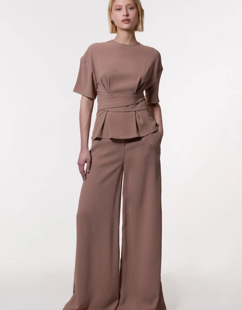 Satin Back Crepe Wide Leg Trouser