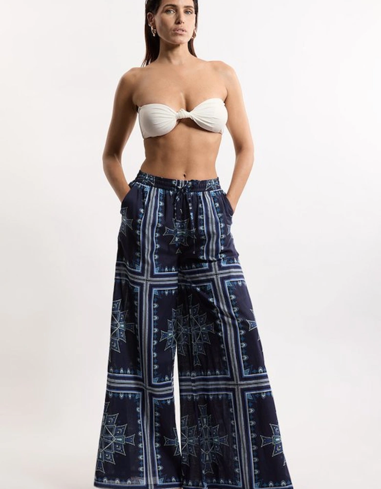 Printed Cotton Voile Beach Trousers