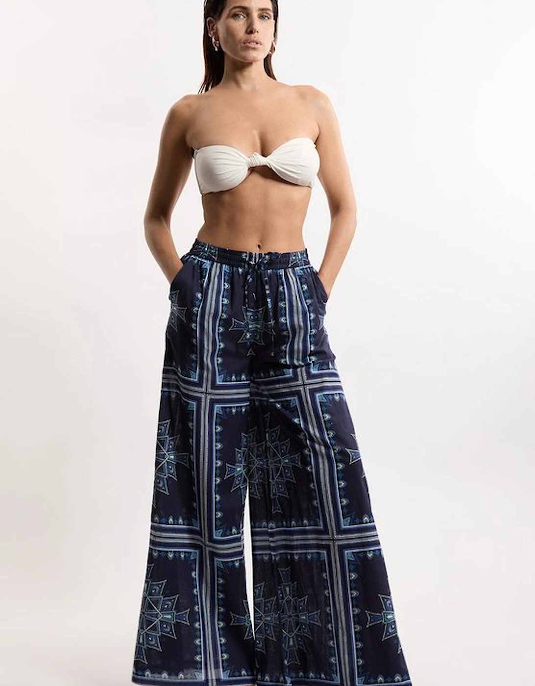 Printed Cotton Voile Beach Trousers, 5 of 4