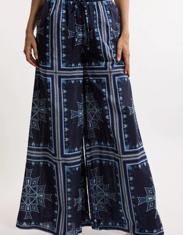 Printed Cotton Voile Beach Trousers