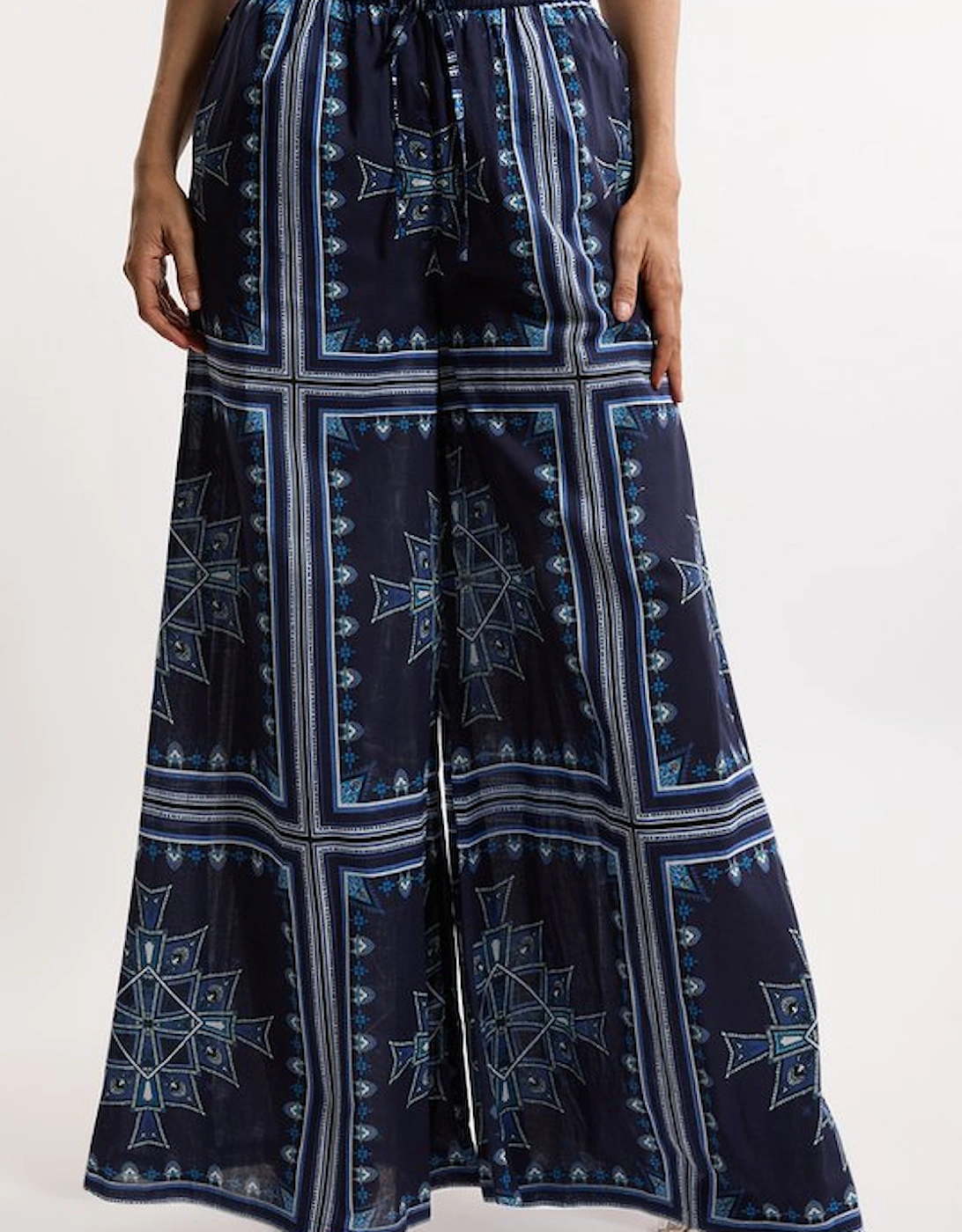 Printed Cotton Voile Beach Trousers