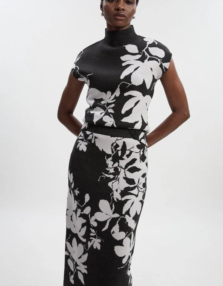 Jacquard Floral Knitted Skirt