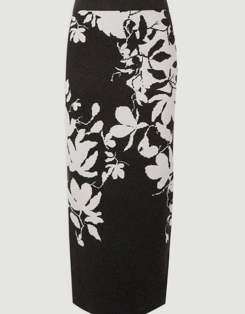 Jacquard Floral Knitted Skirt