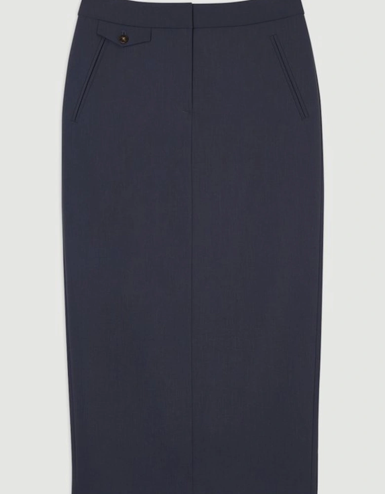 Tailored Twill Essential Pencil Maxi Skirt