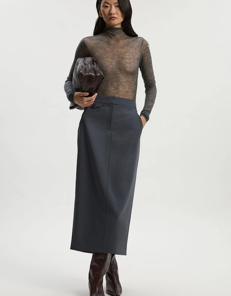 Tailored Twill Essential Pencil Maxi Skirt