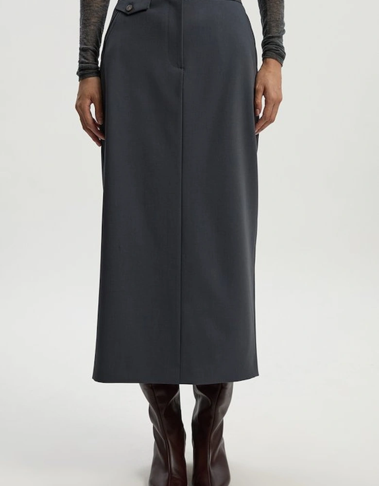 Tailored Twill Essential Pencil Maxi Skirt