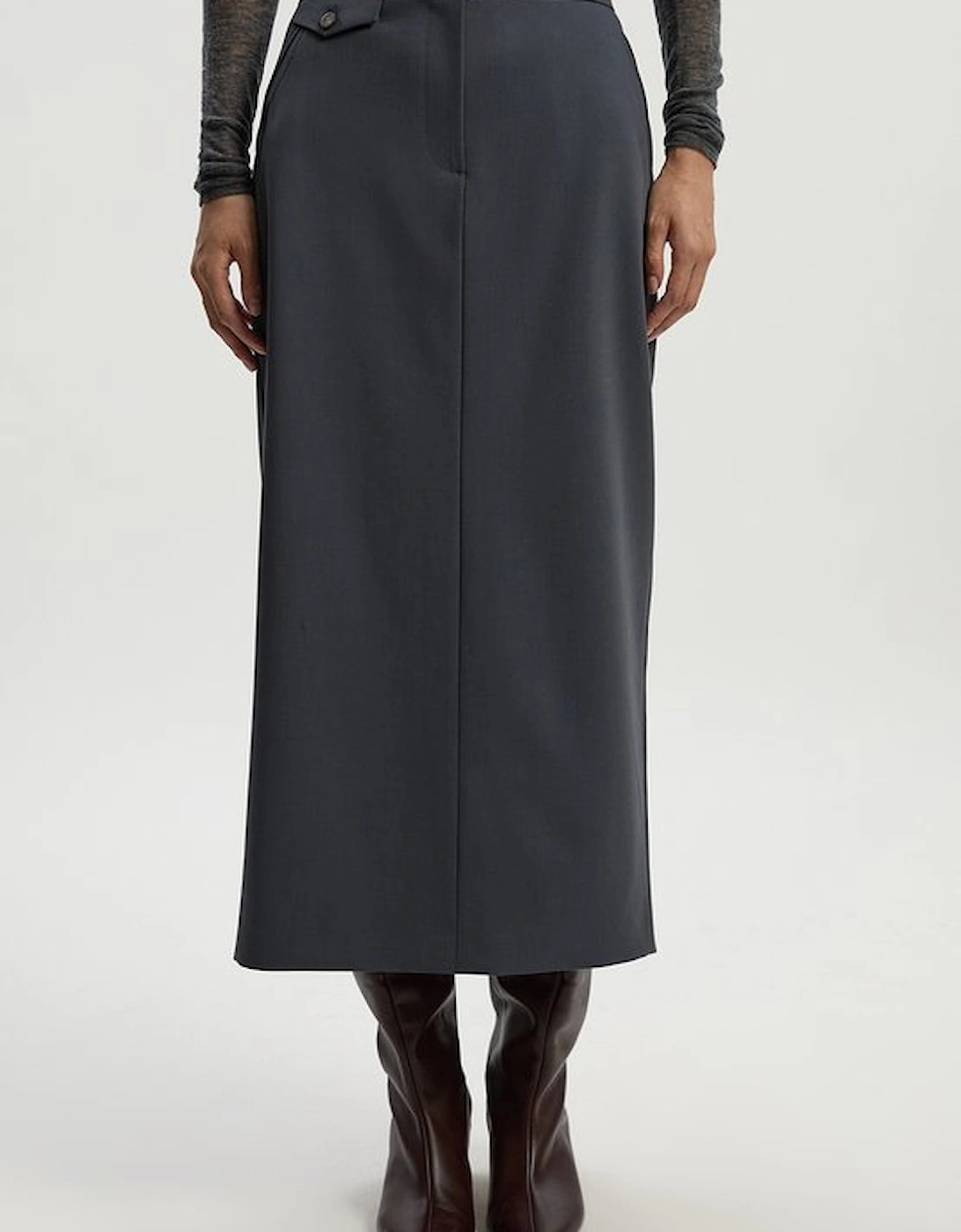 Tailored Twill Essential Pencil Maxi Skirt
