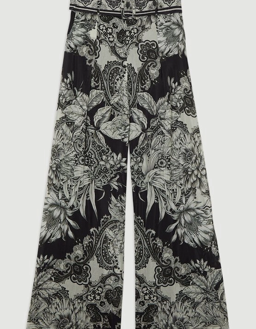 Tile Silk Cotton Woven High Waisted Trouser