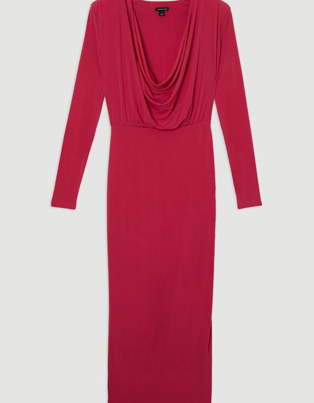 Jersey Crepe Midi Cowl Neck Dress