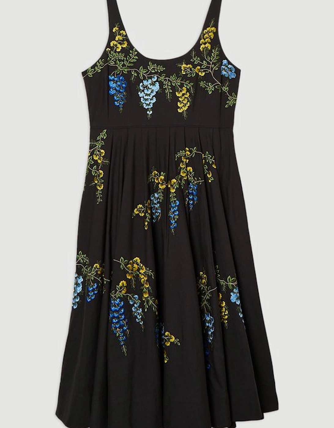 Plus Size Floral Embroidered Cotton Linen Woven Prom Dress