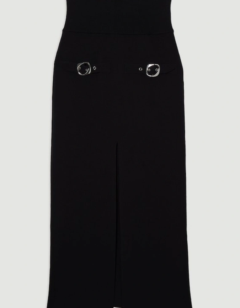 Buckle Trim Knitted Skirt