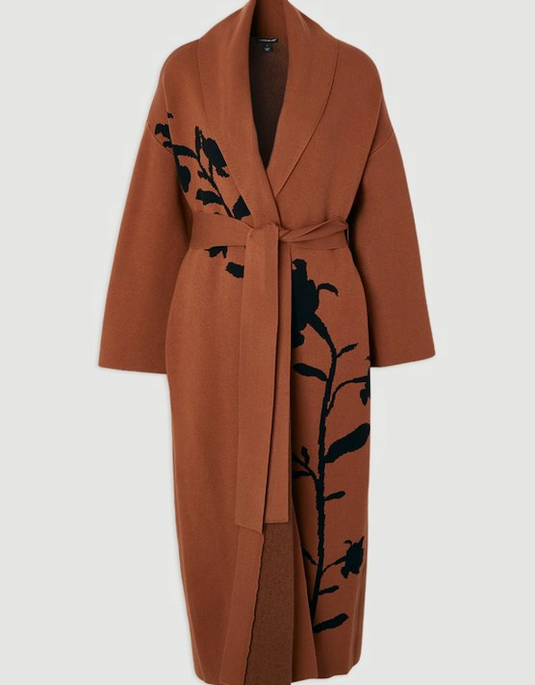 Jacquard Floral Knitted Coatigan