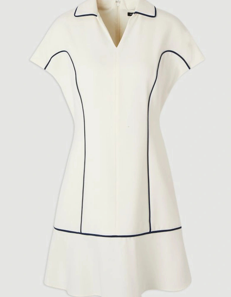 Tailored Crepe Tipped Tailored Mini Shirt Dress