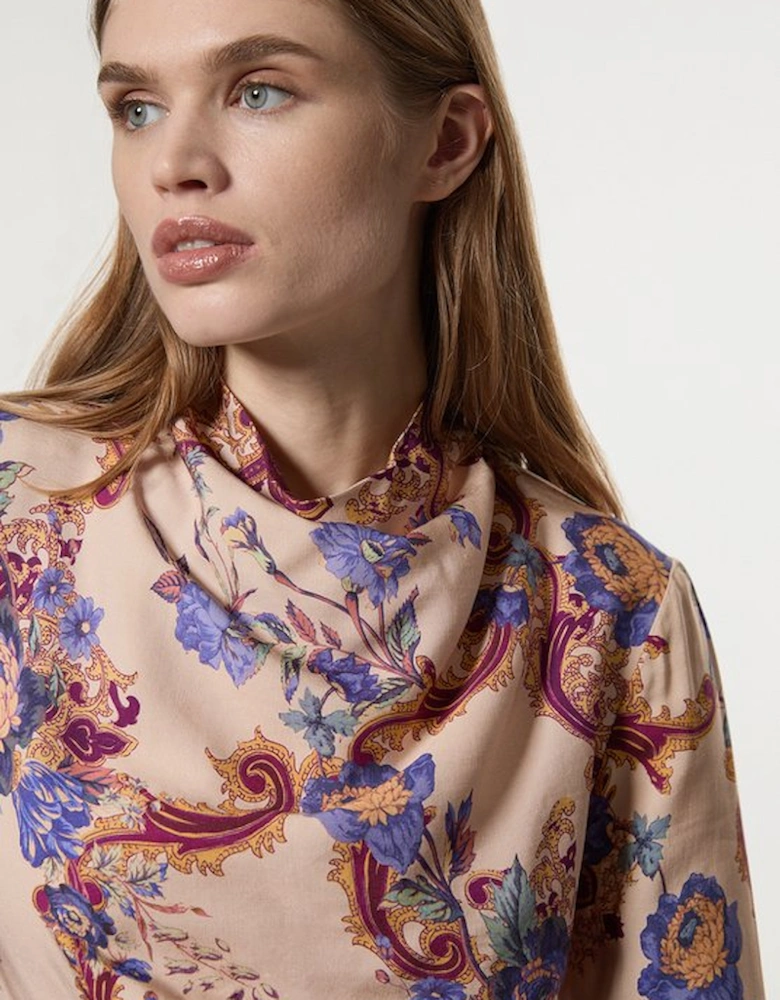 Premium Viscose Linen Paisley Border Print Woven Mini Dress