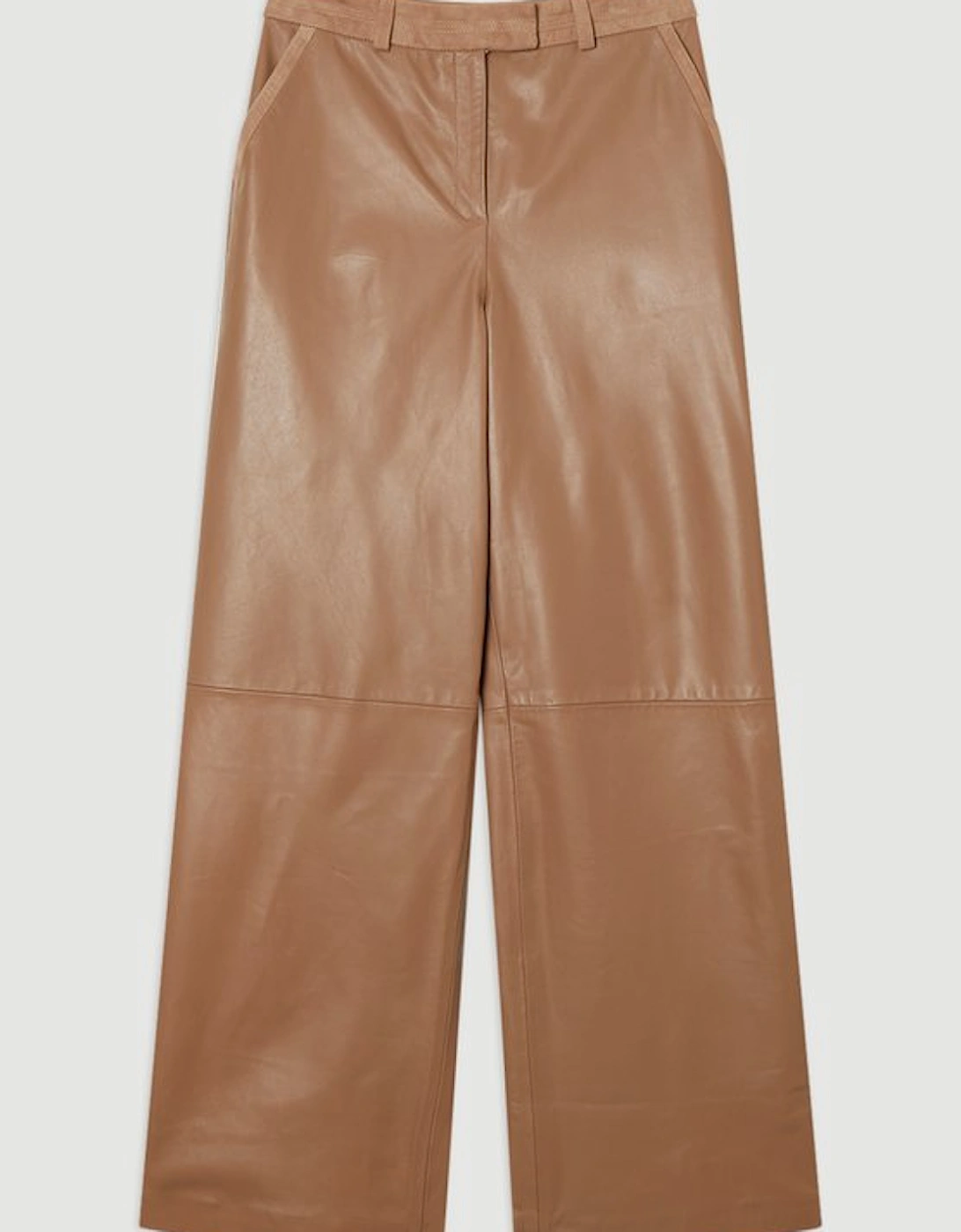 Suede & Leather Wide Leg Trouser