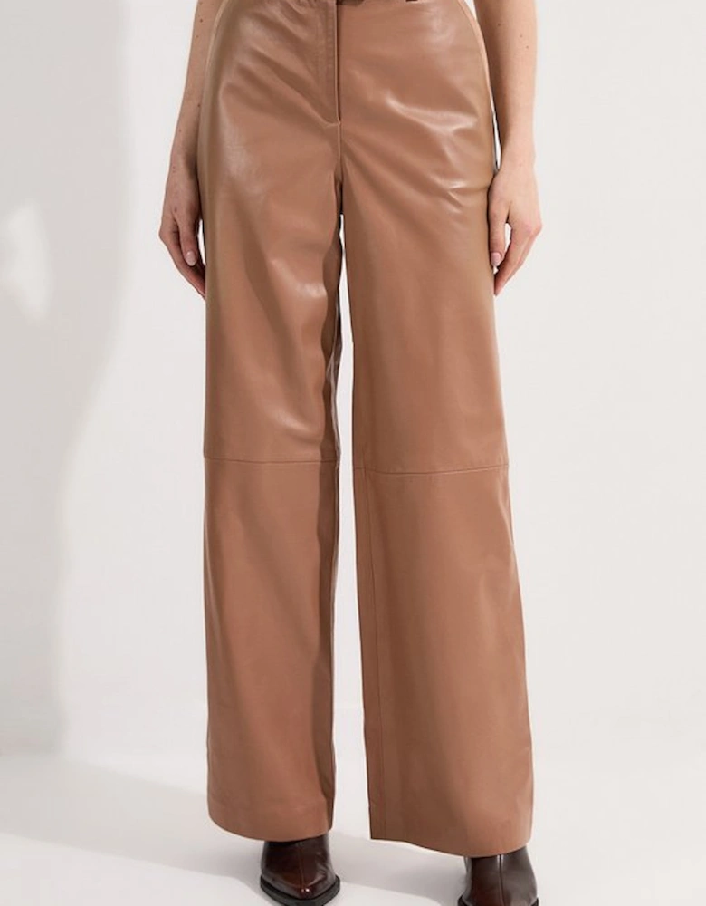 Suede & Leather Wide Leg Trouser