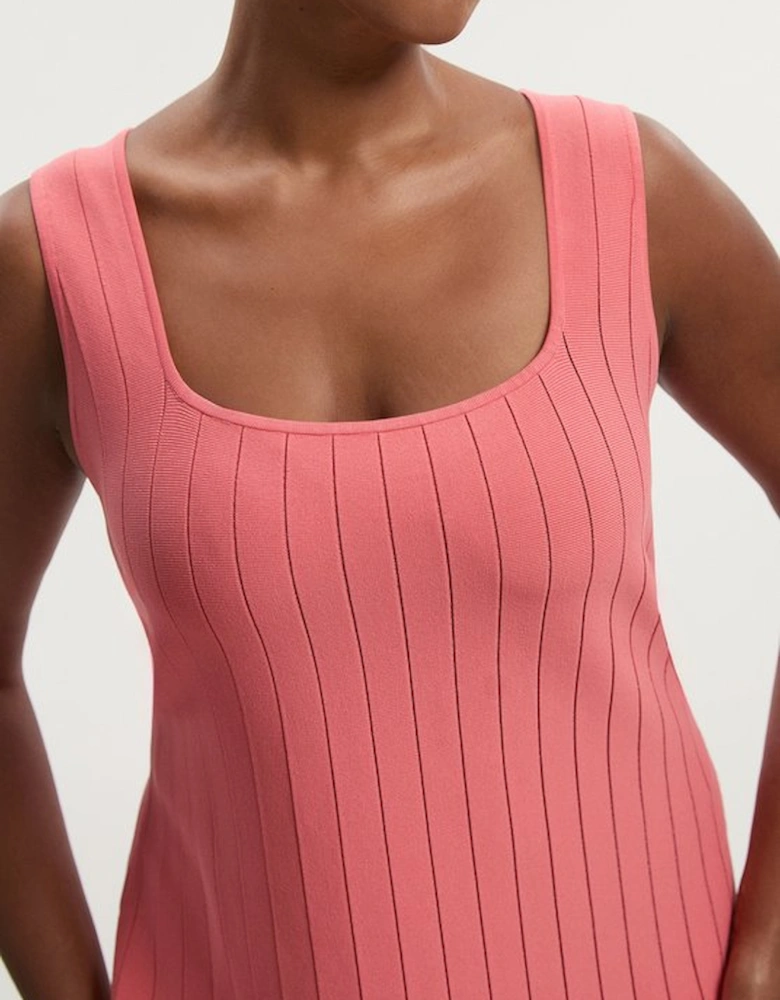 Plus Size Compact Stretch Square Neck Knitted Flippy Dress