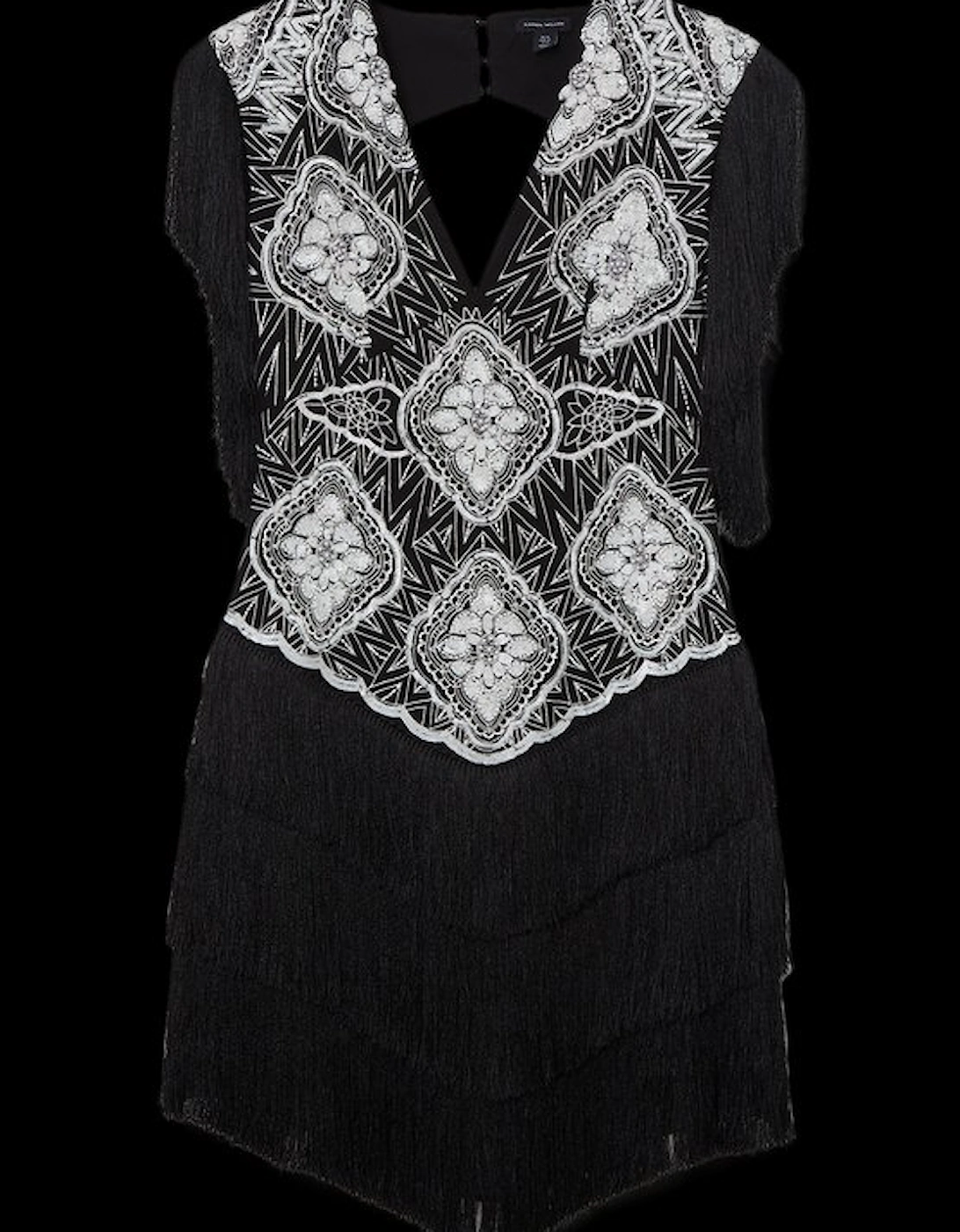 Embellished Fringe Strappy Woven Mini Dress