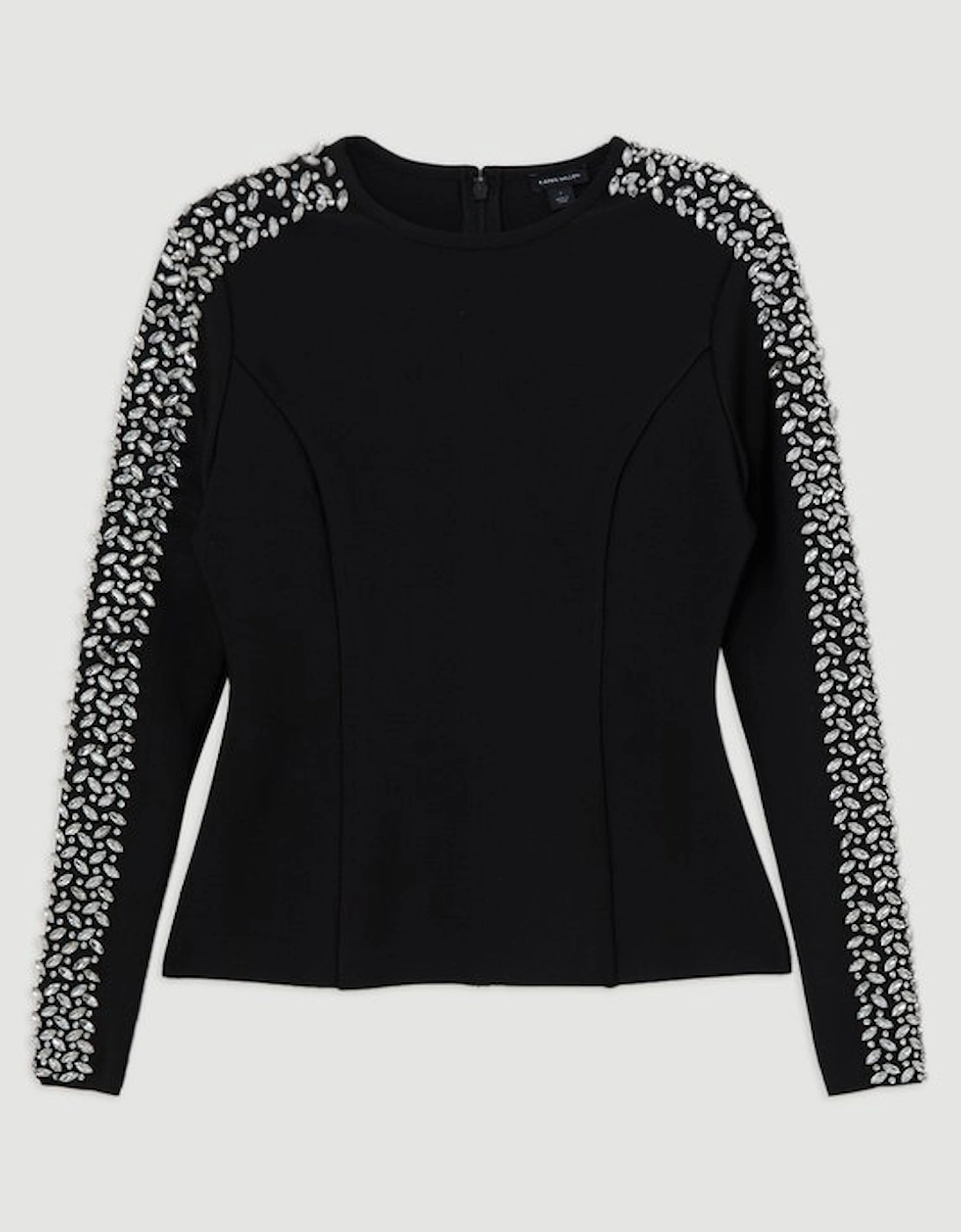 Figure Form Bandage Knit Embellished Top