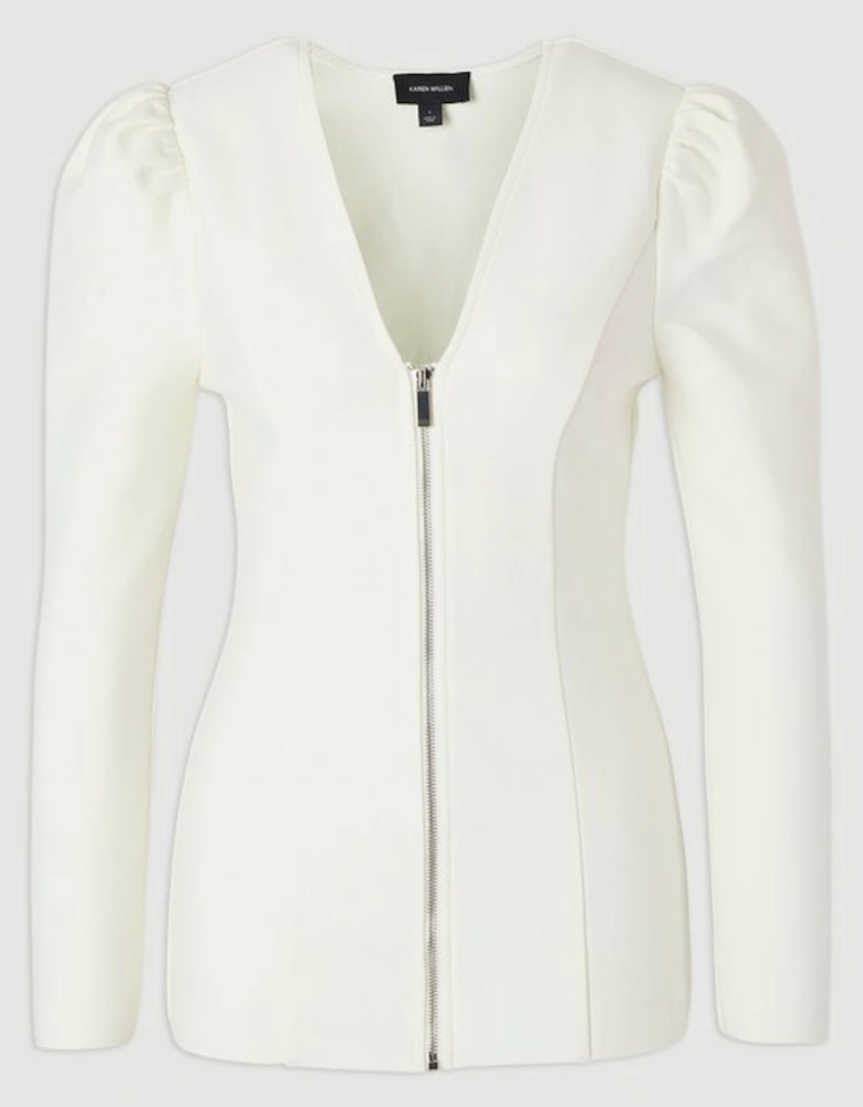 Fitted Figure Form Zip Through Jacket