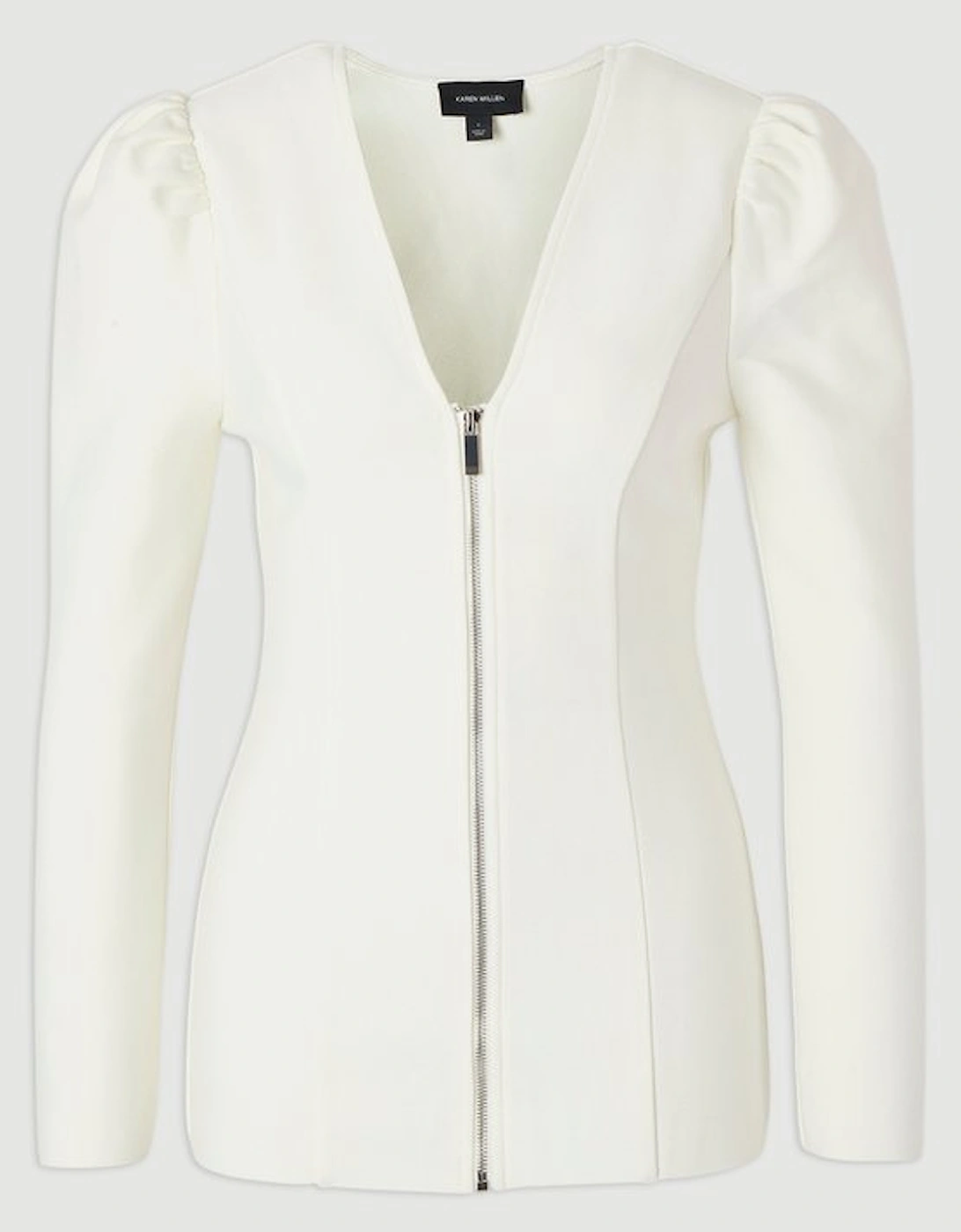 Fitted Figure Form Zip Through Jacket