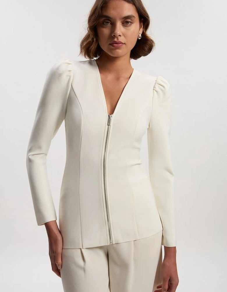 Fitted Figure Form Zip Through Jacket