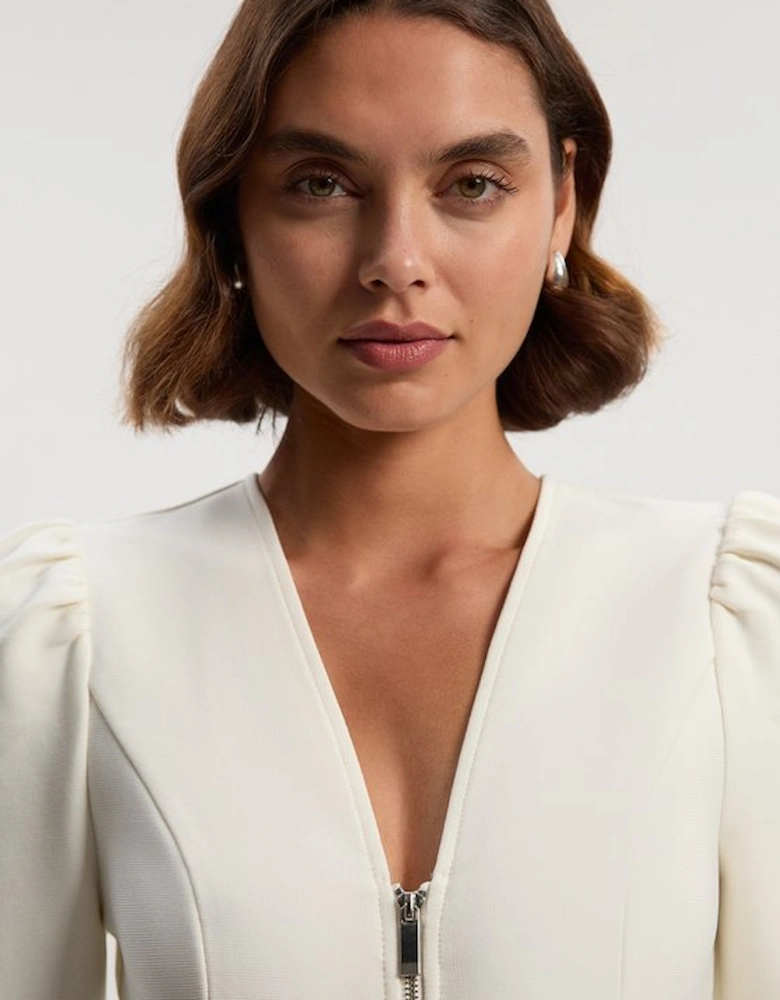 Fitted Figure Form Zip Through Jacket