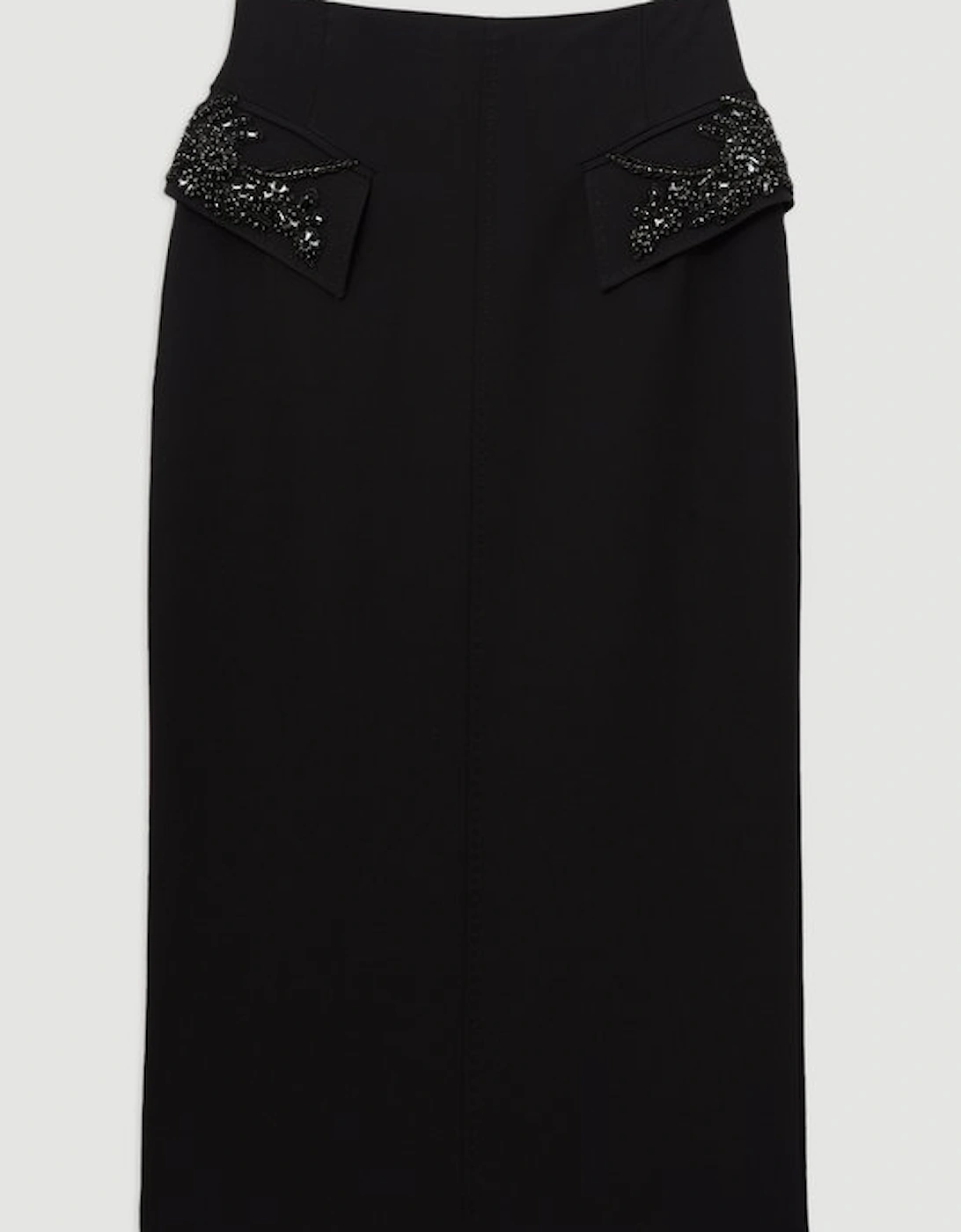 Embellished Tailored Pocket Detail Maxi Skirt