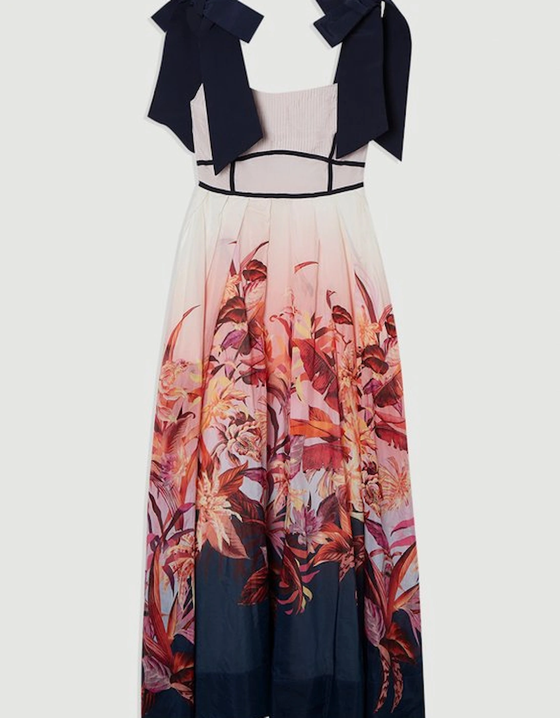 Petite Tropical Floral Silk Cotton Woven Strappy Woven Maxi Dress