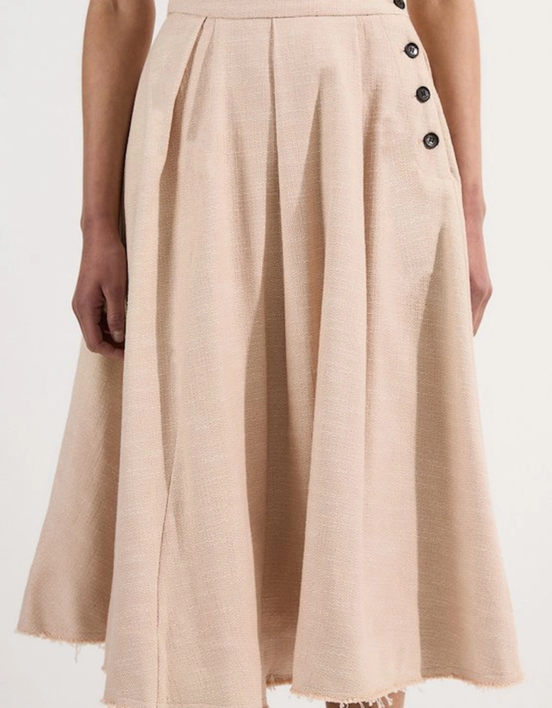 Spring Tweed Tailored Pleated Full Skirt
