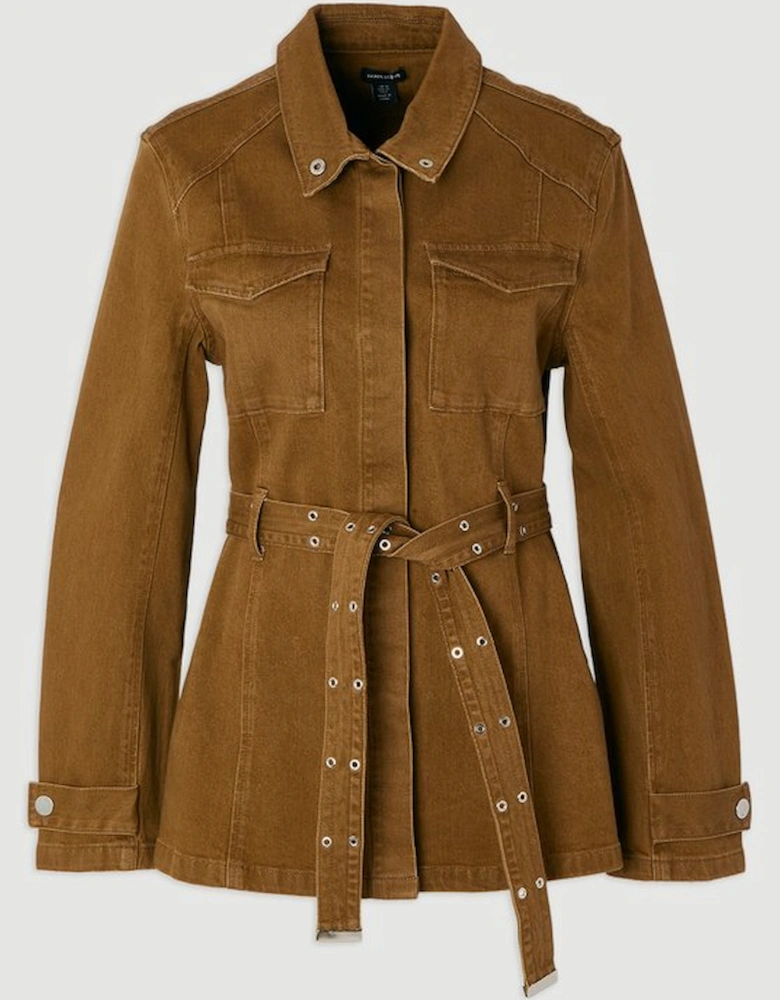 Denim Utility Belted Jacket