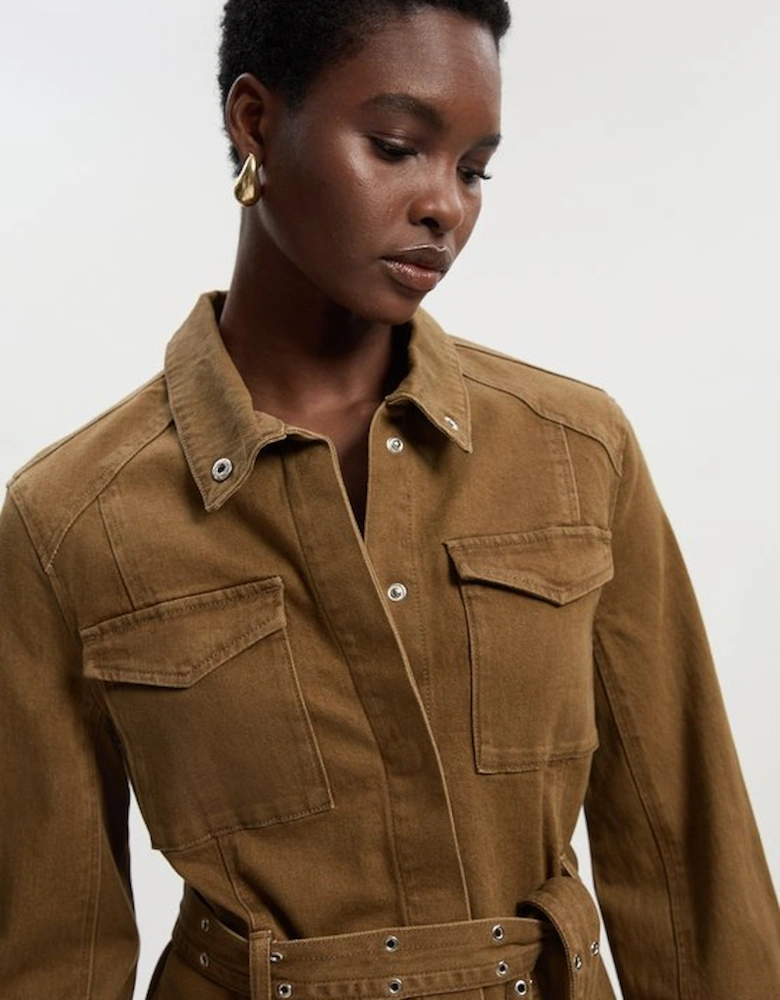 Denim Utility Belted Jacket