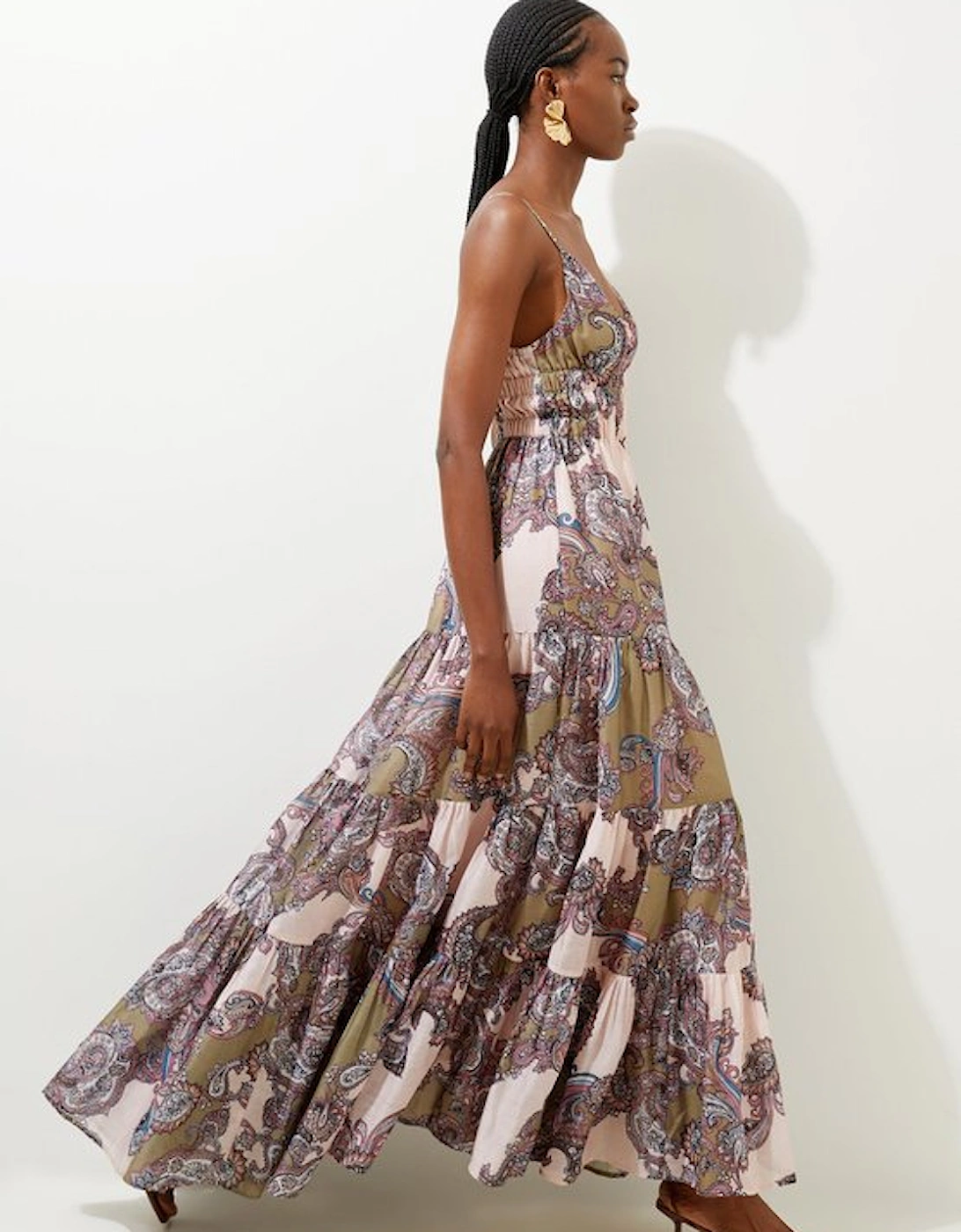 Printed Paisley Maxi Cotton Woven Sun Dress