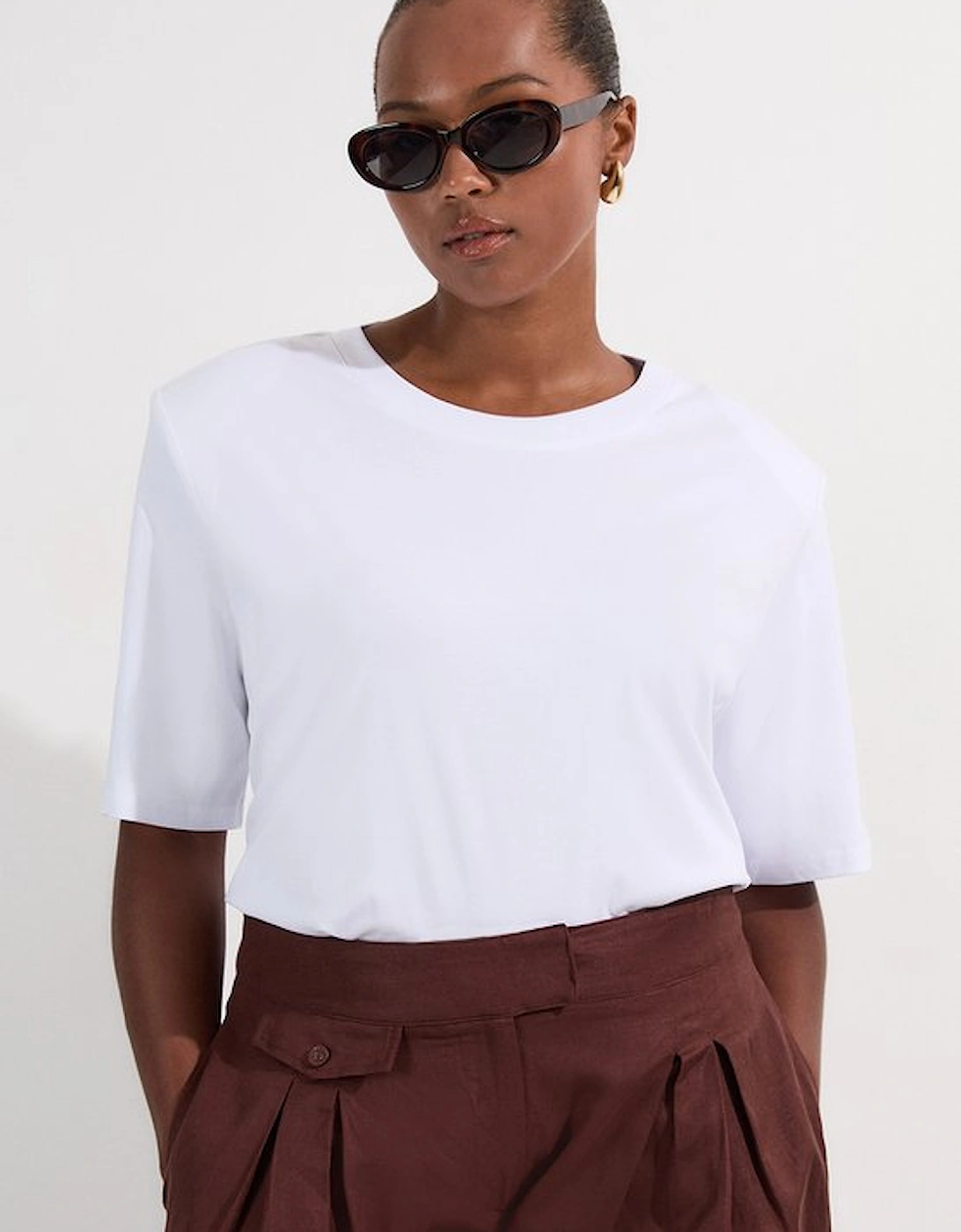Plus Size Power Shoulder Jersey T-Shirt, 5 of 4
