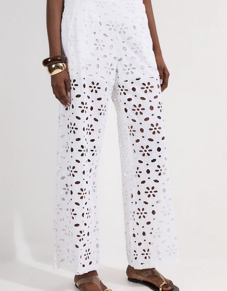 Cotton Broderie Woven Trouser