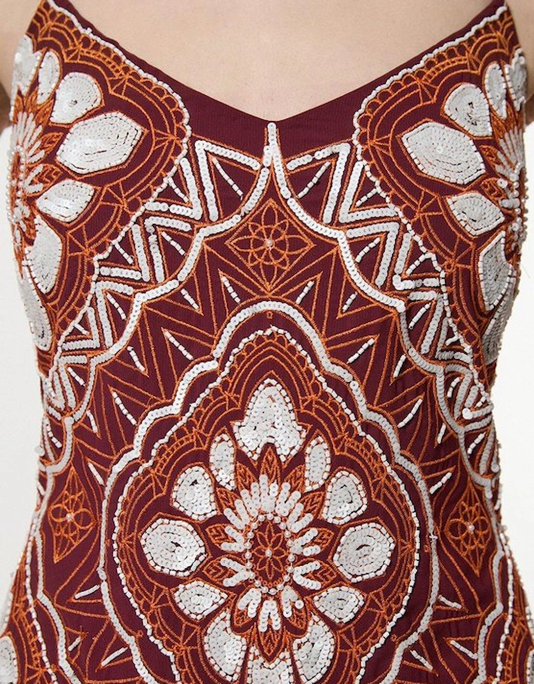 Tall Embellished Fringe Strappy Woven Maxi Dress