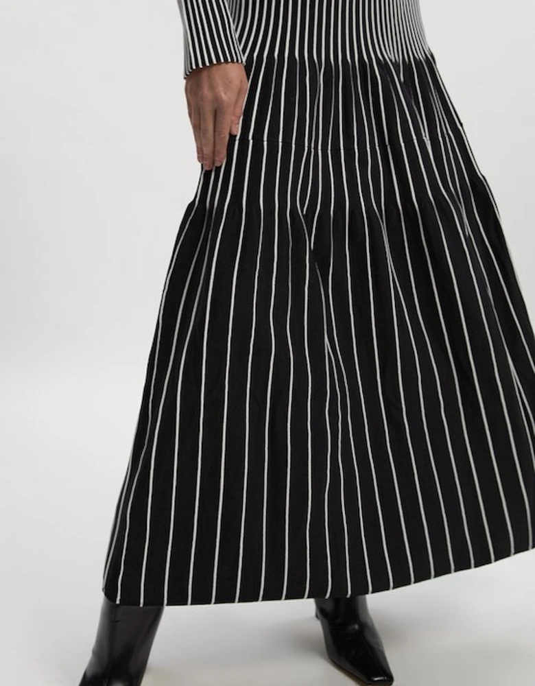 Viscose Blend Striped Knitted Maxi Dress