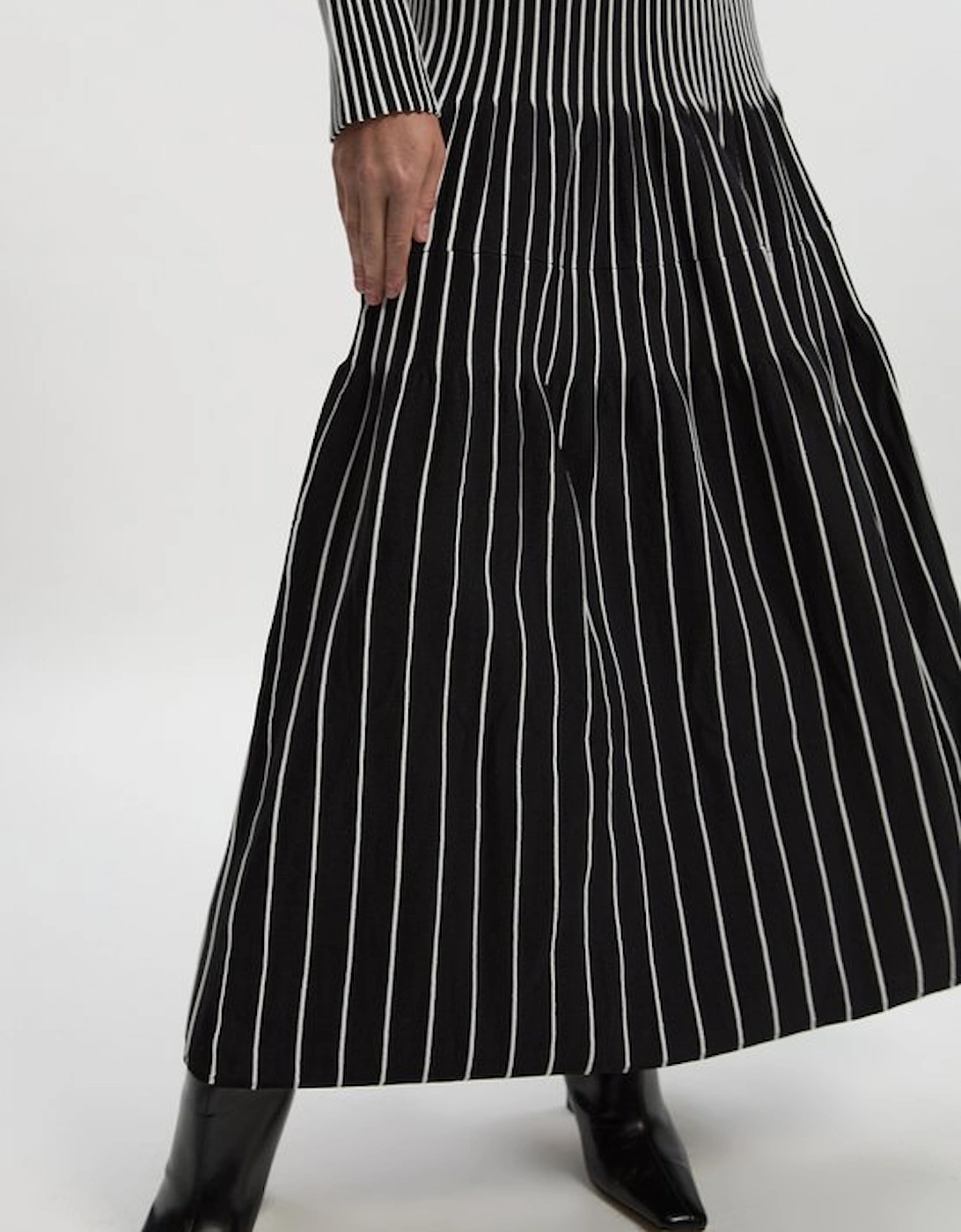Viscose Blend Striped Knitted Maxi Dress