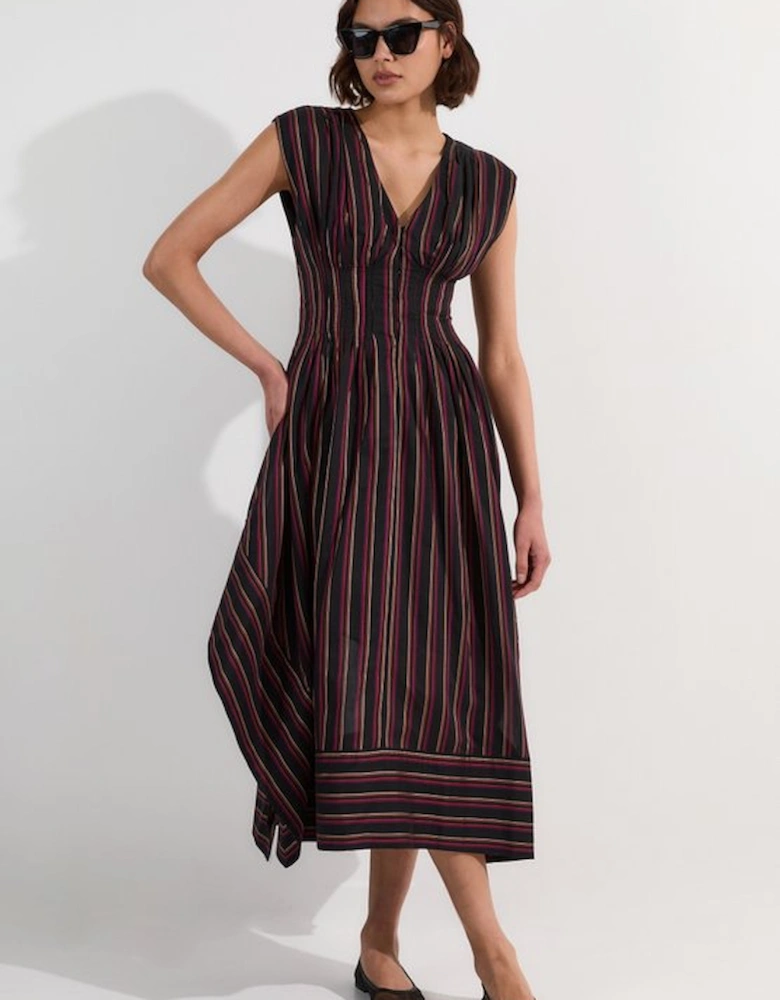 Premium Cotton Full Skirted Tailored Maxi Dress