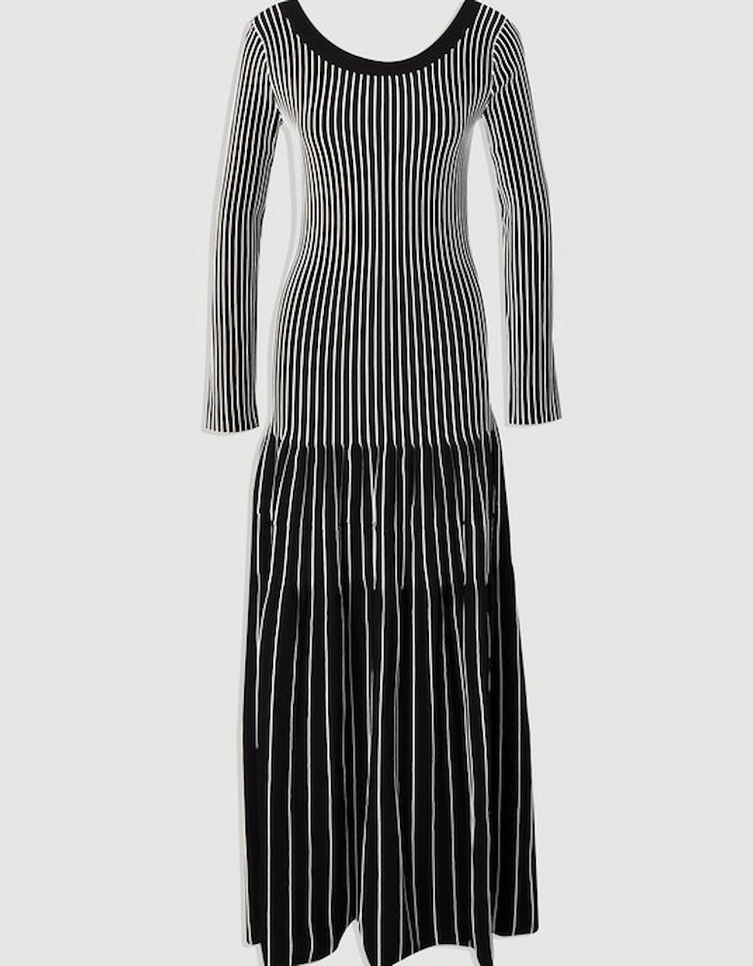 Viscose Blend Striped Knitted Maxi Dress