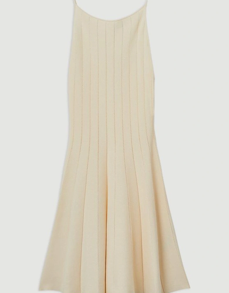 Viscose Blend Sheer Detail Knit Flippy Mini Dress