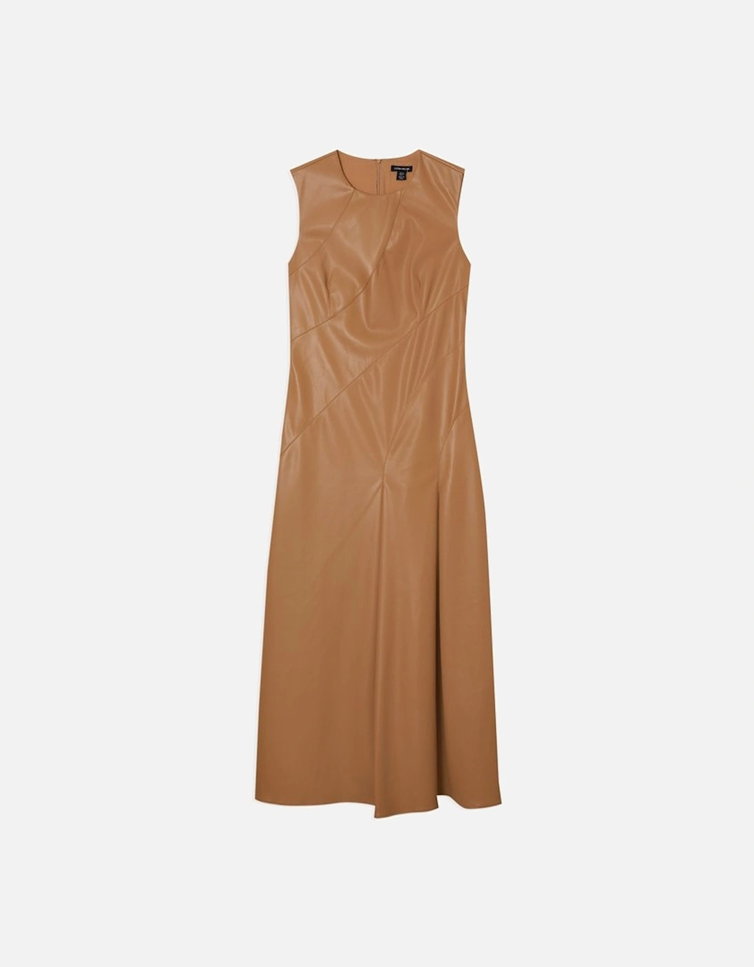 Faux Leather Seam Detail Full Midi Dress