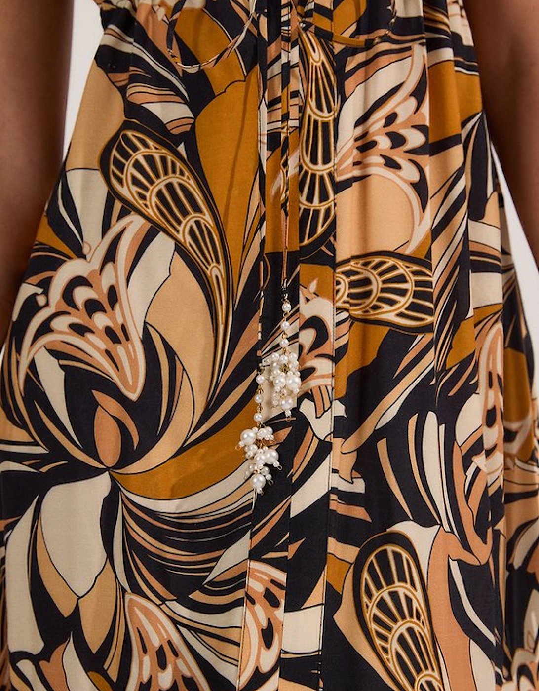 Beach Border Print Spun Viscose Strappy Maxi Dress