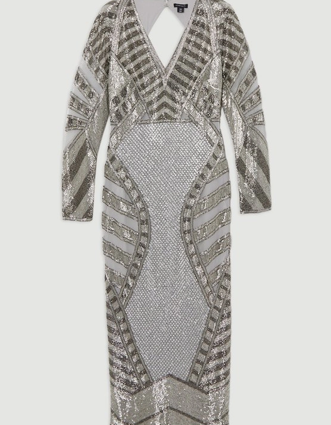 Premium Mirrored Crystal Embellished Woven Midi Dress