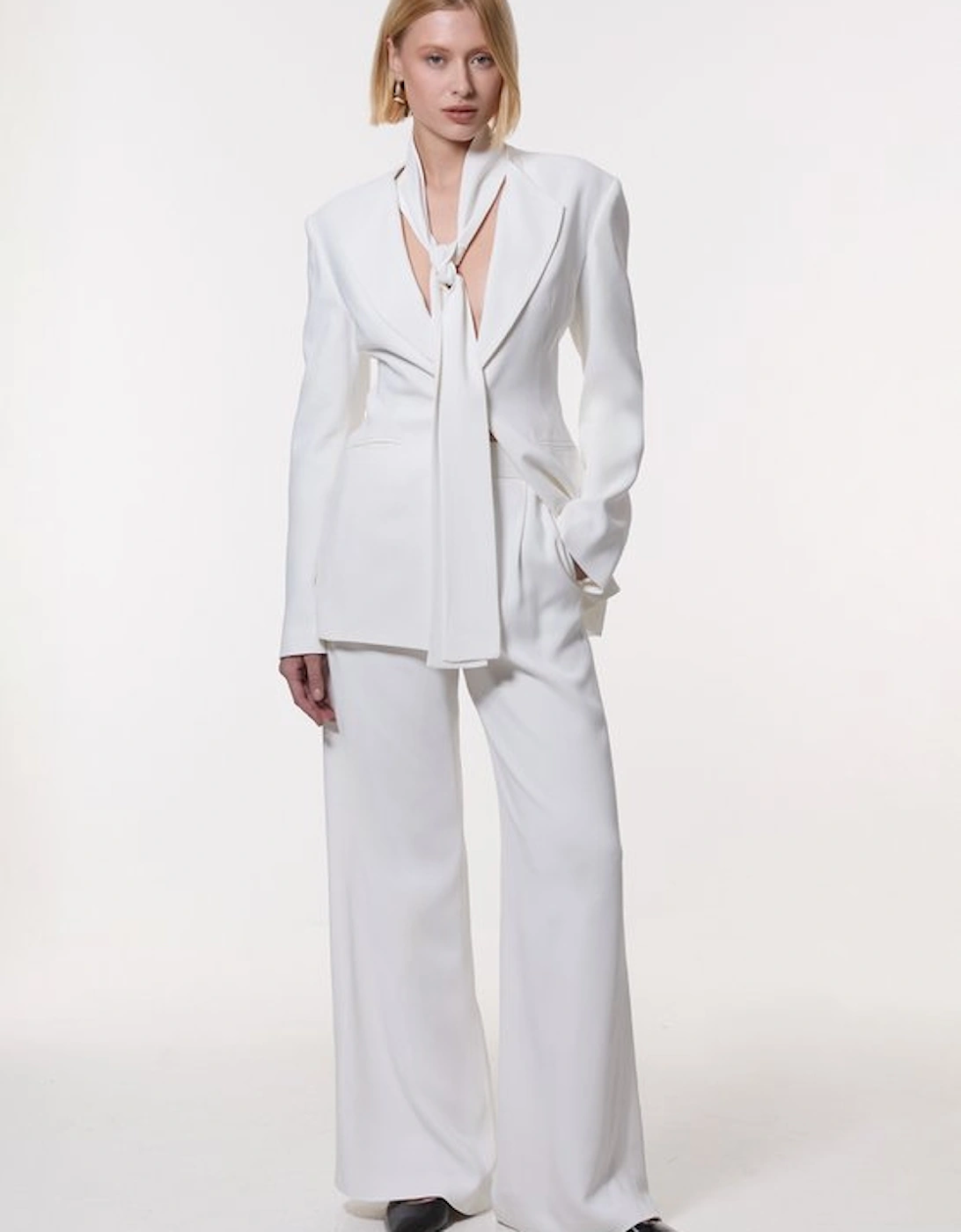 Compact Stretch Viscose Wide Leg Tailored Trouser, 5 of 4