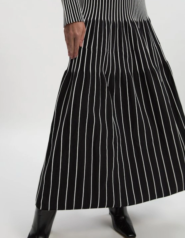 Petite Viscose Blend Striped Knitted Maxi Dress