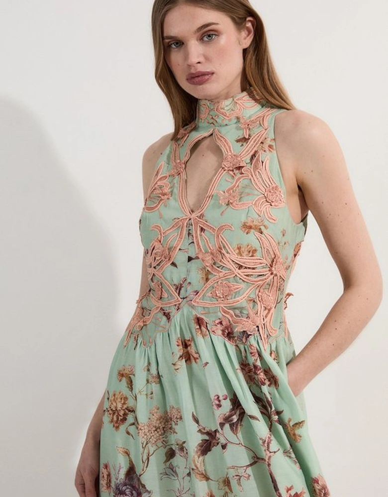 Petite Floral Applique Lace Maxi Dress