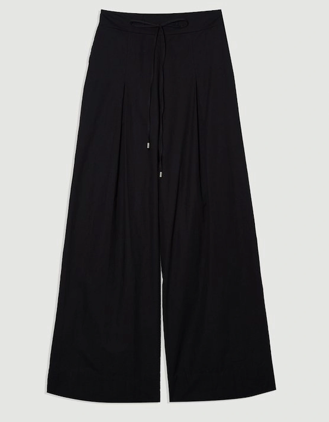 Shirred Cotton Wide Leg Woven Trouser